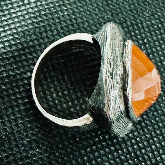 Thai 925 Sterling Silver w Faceted Carnelian Ring Size 7 Hallmarked "CID" - Picture 6 of 11